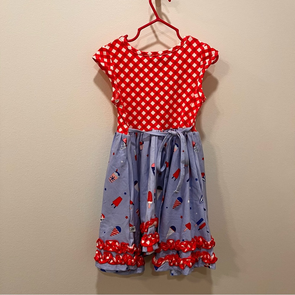 Midnight Magnolia 3T Dress Patriotic NEW July Red White Ice Cream Girls Twirl - Picture 3 of 8